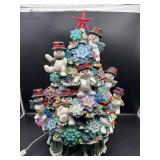 VINTAGE CERAMIC CHRISTMAS TREE WITH SNOWMEN