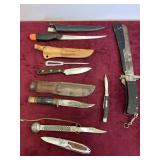 COLLECTION OF HUNTING AND FISHING KNIVES