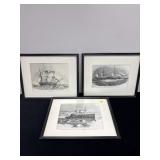 3 PRINTS OF STEAM-SHIPS AND SAILING BOAT