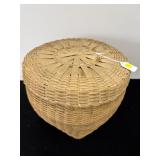 FIRST NATIONS WOVEN COVERED BASKET
