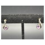 PAIR OF AMETHYST STERLING STILVER EARRINGS