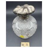 EDWARDIAN CRYSTAL SCENT BOTTLE + STERLING LID