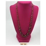 VINTAGE BROWN COLOURED GLASS NEAD NECKLACE