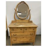 ANTIQUE OAK DRESSER WITH MIRROR