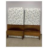 PAIR OF MAHOGANY SINGLE BEDS WITH RAILS