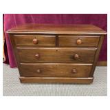 4 DRAWER ANTIQUE PINE DRESSER ON CASTERS