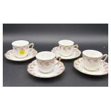4 LIMOGES DEMITASSE SETS - BRIDAL ROSE