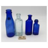 4 ANTIQUE GLASS MEDICINE BOTTLES