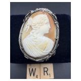 STERLING SILVER CAMEO BROOCH