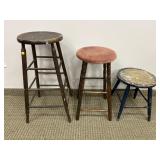 3 WOODEN STOOLS