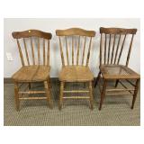 PAIR OF ANTIQUE KITCHEN CHAIRS, CANE BOTTOM CHAIR
