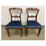 PAIR OF ANTIQUE DINING CHAIRS WITH COVERED SEATS
