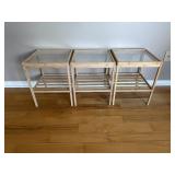 3 SMALL GLASS TOPPED TABLES