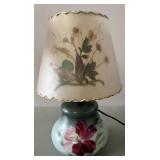 VINTAGE PARLOR TABLE LAMP W. GLASS BASE