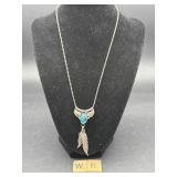 STERLING NECKLACE WITH FEATHER PENDANT