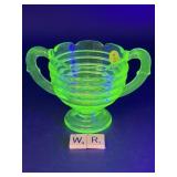 URANIUM GLASS SUGAR DISH
