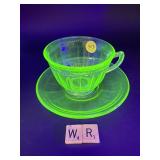 URANIUM FIRE-KING GLASS CUP & SAUCER