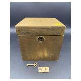 SMALL WOODEN JEWELRY BOX WITH KEY