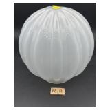 VINTAGE WHITE RIBBED GLASS GLOBE LAMP SHADE