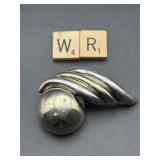 STERLING SILVER SIGNED HEAVY BROOCH