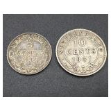 1941 NEWFOUNDLAND 10 CENT AND 5 CENT COINS