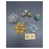 3 VINTAGE 2 MODERN BROOCHES