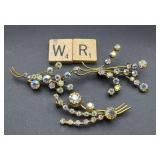 3 VINTAGE RHINESTONE BROOCHES