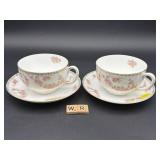 2 NORITAKE BRIDAL ROSE CUPS AND SAUCERS