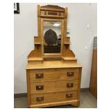 ANTIQUE DRESSER ON CASTERS WITH MIRROR