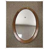 OVAL WALL MIRROR WITH WOOD FRAME