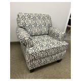 WHITE AND BLUE PATTERN ARM CHAIR