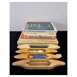 7 BOOKS ON HAND WEAVING + 4 BOAT SHUTTLES