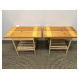 PAIR OF SMALL PINE TABLES
