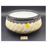 VICTORIAN GLASS BISQUE CENTER PIECE BOWL