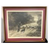 ETCHING 'NEARING HOME' - HERBERT DICKSEE