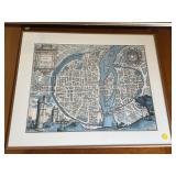 FRAMED PRINT OF PARIS MAP 1575