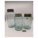 3 LARGE MASON  BOTTLES