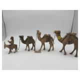 4 HAND CARVED OILVE WOOD CAMEL CARAVAN
