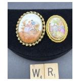 2 LIMOGES BROOCHES