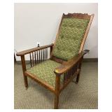 ANTIQUE MORRIS RECLINER ON CASTERS