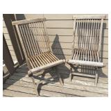 PAIR OF TEAK FOLDING DECK CHAIRS