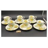 ROYAL ALBERT 'TEA ROSE' X 6 DEMITASSE C & S