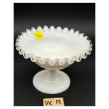 VINTAGE FENTON MILK GLASS PEDESTAL BOWL