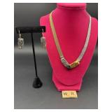 VINTAGE NECKLACE AND EARRING SET - SIGNED