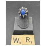 14K WHITE GOLD STAR SAPPHIRE AND DIAMONDS