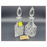 2 DIAMOND CUT CRYSTAL VANITY/PERFUME BOTTLES