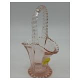VINTAGE PINK GLASS BASKET