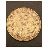 1919 NEWFOUNDLAND 50 CENT COIN