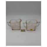 HAZEL ATLAS 1930'S SUGAR DISH & CREAMER - CHEVRON