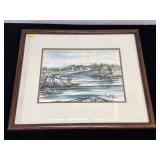 ORIGINAL WATERCOLOUR BY JANET MASON OF BLUE ROCKS